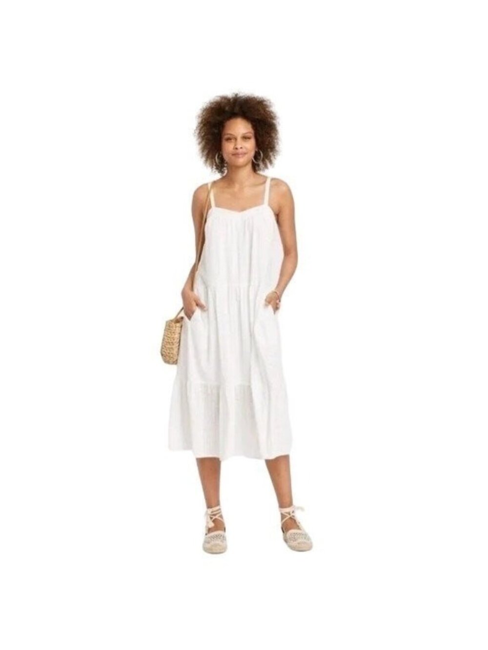 Knox Rose Midi Dress Size XXL Sleeveless A Line White Casual Bohemian Minimal